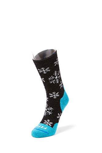 FITS Medium Hiker – Crew: Hiking Socks for Camping, Trails, Trekking, Fishing, Hunting, and Outdoors, Charcoal/Scuba, L