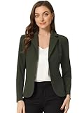 Allegra K Women's Work Office Blazers Stretch Lapel Collar Long Sleeve Jacket Suit Blazer X-Large Army Green