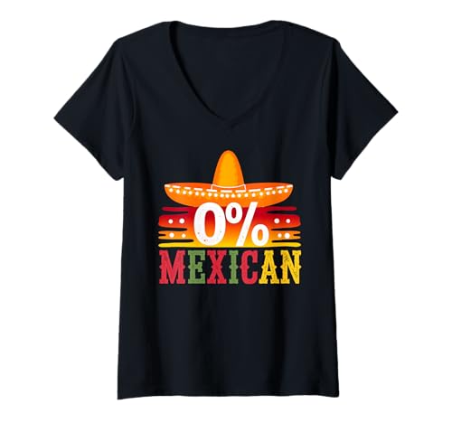 Mujer 0% Fiesta Mexicana Cinco De Mayo Fiesta Sombrero Divertido Fiesta Camiseta Cuello V