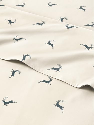 Queen Christmas Reindeer Sheet Set - Holiday Xmas Pattern Bedding Set - Deep Pockets - Snug Fit - 4 Piece - Wrinkle Free & Easy Care - Cozy Festive Winter - Holiday Sheets for Women, Men, Kids & Teens