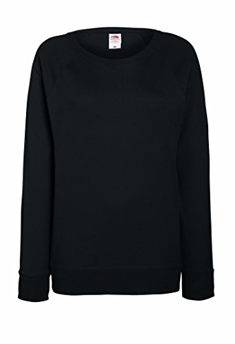 Fruit of the Loom Womens Fit Lightweight Raglan Sweatshirt Black S