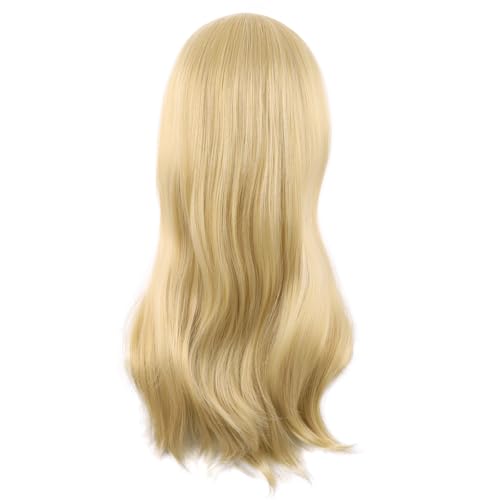 Image of MapofBeauty 24 Inch Long Side Bangs Wavy Curly Party Wig, Mixed Golden | 60 cm Cosplay Wig