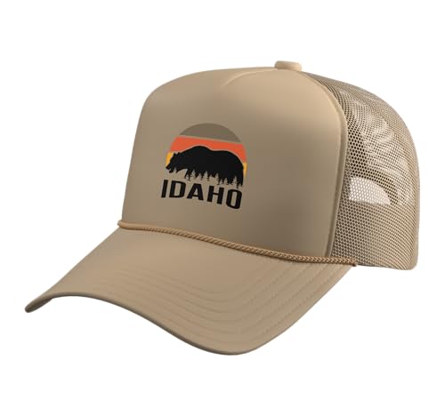 Idaho Trucker Hat with Adjustable Mesh Back, Khaki
