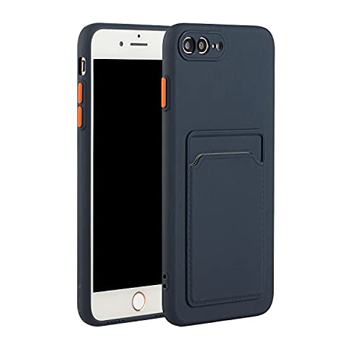 Draamvol for iPhone 7/8 / SE 2020/ SE 2022 Case with Silicone Back Card Holder Ultra Slim Soft TPU Shockproof Protective Bumper Cover Dark Blue