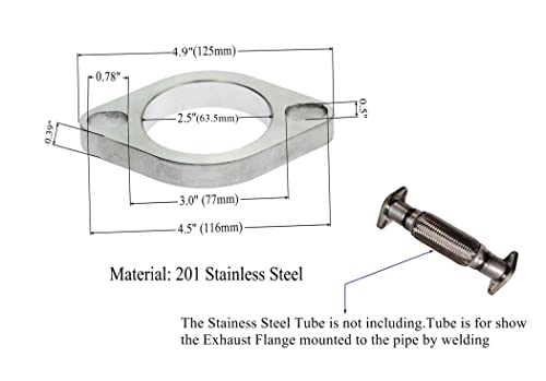 2 Bolt 2.5 Inch Exhaust Flange Connection Kit Stainless Steel Exhaust Downpipe Flange And Gasket 2.5" (63.5Mm) #TOP2