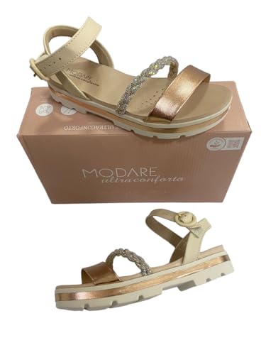 Modare, SANDÁLIA PAPATE ORTOPÉDICA MODARE 7132.144 PLATAFORMA TIRA EM STRASS Cor:Ouro Rosado;Tamanho