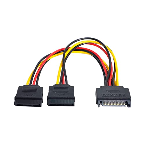 CY Câble d'alimentation 15 broches SATA mâle vers double femelle Câble d'extension Y 1 à 2 12 V + 5 V
