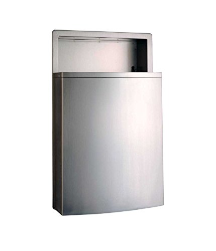 Image of Bobrick B-43644 Waste Receptacle, Contura Series Recessed 12.8-Gallon - Satin Finish Stainless Steel