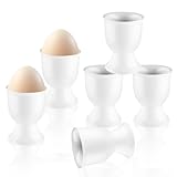 6 Pcs Ceramic Egg Cups Porcelain Egg Stand Holders for Soft Boiled Eggs Breakfast Party Dinning - White