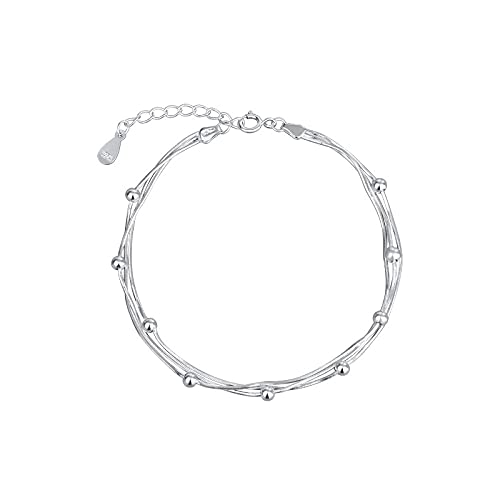 Pulsera de plata de ley estilo brazalete ajustable para diario