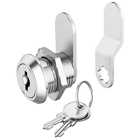 Hecfu 1 Pcs Cabinet Lock with Keys, 5/8" Cam Lock Keyed Alike, Secure Drawer Mailbox File Cabinet, RV Storage Locks Tool Box Locks Replacement, Zinc Alloy Cover