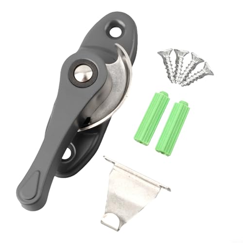 Solaughguy Hebilla de bloqueo de puerta corredera de acero inoxidable con gancho para seguridad, cerradura de seguridad infantil para dormitorio, sala de estar, cocina, balcón, baño, color negro (gris