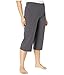 Jockey Womens Activewear Cotton Stretch Flare Capri Pants, Charcoal, Large