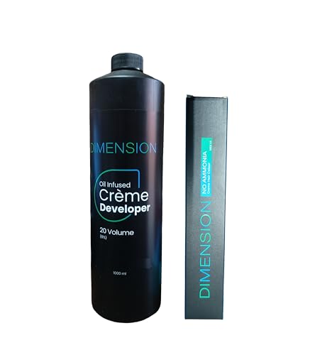 God-rej Professional Dimension Oil Infused Creme Developer 20 Volume (6%), 1000 ml With NO AMMONIA Creme Hair Colour, Black,Shade No.1,70 g