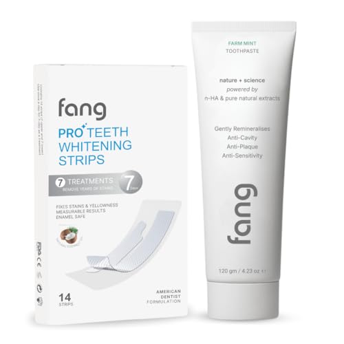 Image of Toothpaste Combo Pack |Fluoride Free Hydroxyapatite, Teeth Whitening, Heals Sensitive Teeth, Fights Cavities, Gum Diseases, Bad Breath, SLS & Chemical Free (Pack of 2, Farm Mint Toothpaste & Pro Teeth Whitening 7 Strips)