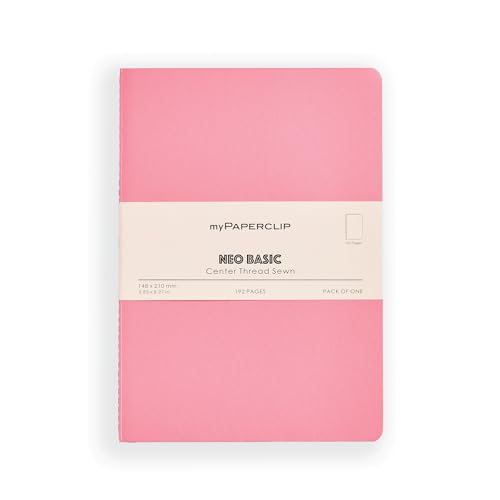 Image of myPAPERCLIP NeoBasic A5 Unruled Notebook | 192 Pages, 80 GSM, 250 GSM Soft Cover, A5 (5.83 x 8.27 in) | Pink