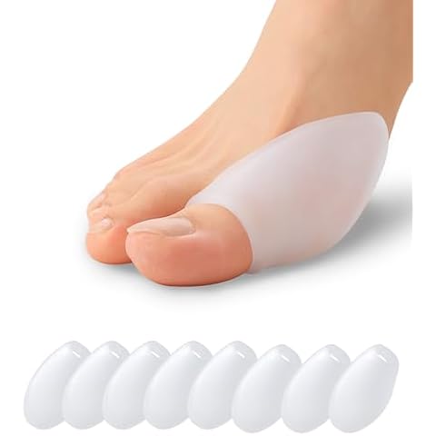 Sumifun Gel Bunion Pads Protector - 8 Count Reusable & Washable Bunion Cushion for Big Toe Relief Pain from Friction, Rubbing and Pressure Cover