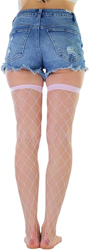 Image of ToBeInStyle Women's Vibrant Large Net Fishnet Thigh High Elastic Nylon Novelty Stockings