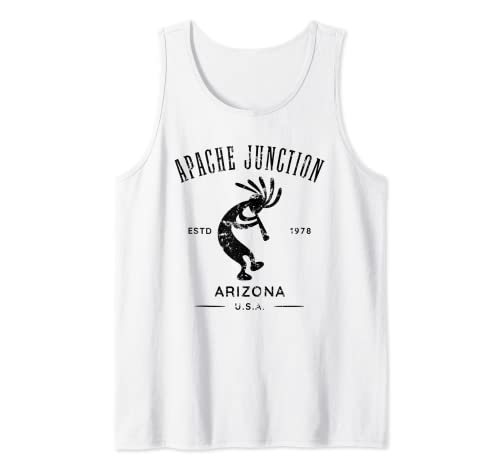 Apache Junction Arizona Dancing Kokopelli Diseño envejecido Camiseta sin Mangas