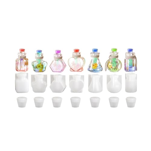 7Pcs Wishing Bottle Shaker Resin Molds with Stopper