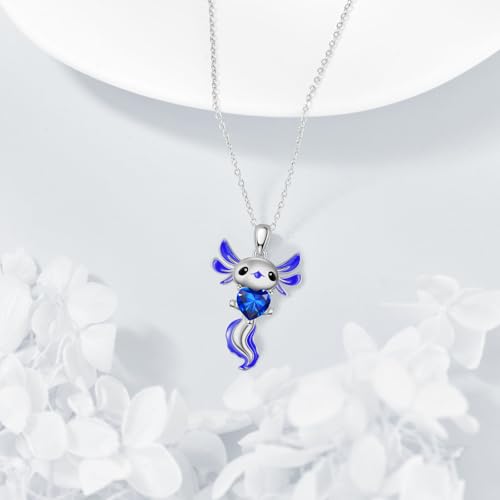 Axolotl Birthstone Necklace Sterling Silver Axolotl Pendant CZ Animal Jewelry Birthday Gifts for Women4