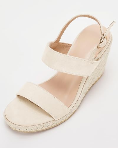 Image of VETASTE Womens Espadrille Wedge Sandals Heels Open Toe Platform High Heeled Ankle Strap Buckle Dress Wedges Shoes