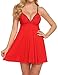 ADOME Lingerie for Women Sexy Chemise Nightgown Babydoll Soft Sleepwear Sling Dress Red
