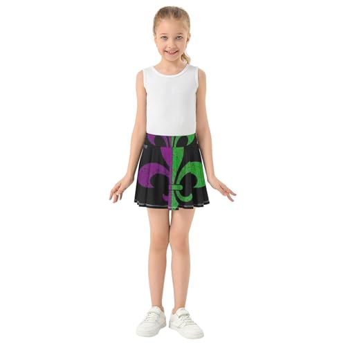 Tennis Skirts Toddler Fleur De Lis Grunge Texture Purple Black Athletic Shorts for Girls Skorts Cool Pink Butterfly 4t3