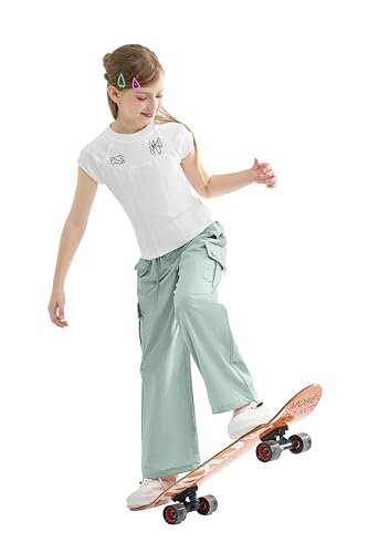 Image of Rolanko Parachute Pants for Girls Y2K Cargo Trousers with Pockets Harajuku Jogger Pants Kids 4-14 Years
