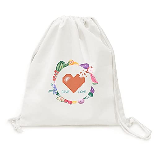 Sac en tissu pliable coeur pixels pour vos courses au marché