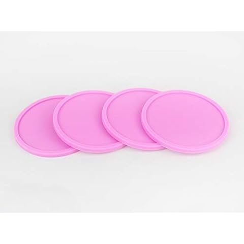 Premium Rubber Silicone Hot Drink Coasters Place Mat Coffee Tea Mug - 4 Pack (Hot Pink) Cover