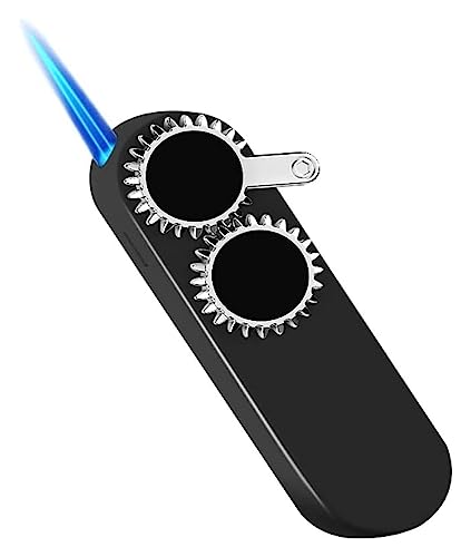 YHSGY 2023 Accendino a Torcia a butano, Accendino a Torcia Ricaricabile Regolabile, Piccole luci a bilanciere durevoli Fiamma Blu, Perfetto for i Tuoi Cari (butano Non Incluso) (Color : Black)