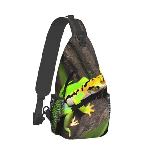 Mochila cruzada MyPiky con estampado de geckos verdes miniatura 2