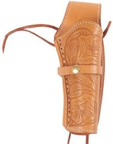 Hand-Tooled Leather Holster, 6, Natural, Right Hand