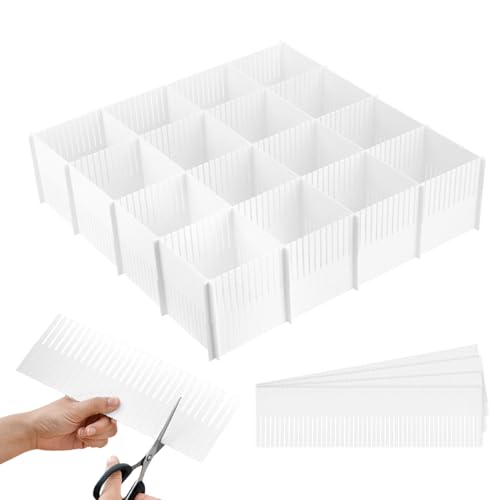 10 separadores de cajones, separadores de cajones ajustables, organizadores blancos, separadores de cajones para ropa interior, calcetines, cosméticos, dormitorio, oficina, organizador de escritorio