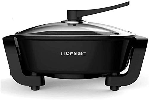 Panduo Sooiy Elektrische Picknicktas Pot Home Grill Multifunctionele Elektrische Wok Warmteplaat Enkel Stuk Kleine Elektrische Pot Elektrische Pan Anti-aanbaklaag, Zwart (Kleur: Zwart)