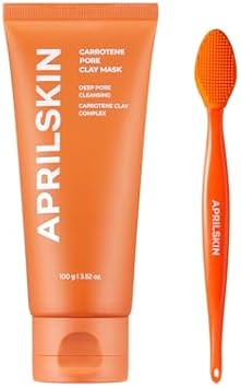 APRILSKIN Carrotene Clay Mask with Pore Brush Carrotene IPMP 3-Min Quick Dry Pore Caring Clay Mask and Pore Cleansing Facial Silicone Brush