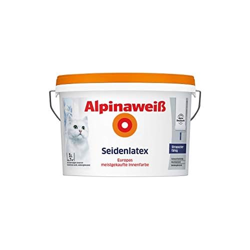ALPINA Alpinaweiß Seidenlatex 1 Liter strapazierfähige Latexfarbe Wandfarbe Weiß Seidenglanz
