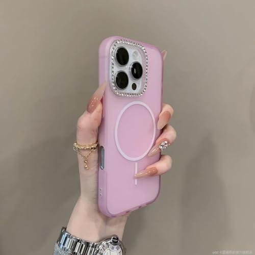 Coque pailletée iPhone 15 Rose translucide anti-choc aux diamants