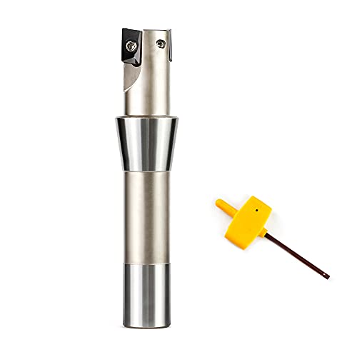 OSCARBIDE Carbide Indexable End Mill,R8 Shank,1  x 5-27 32  ,90 Degree, 2 Flutes, with 2 Pieces APKT1604 Carbide Inserts