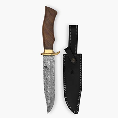 Foto von Hobby Hut HH-337, Damaststahl-Jagdmesser mit Scheide, Messer mit Fester Klinge