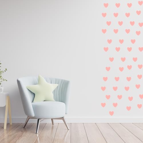 Image of Pastel Color Heart Sticker for Scrapbook or for Wall Decoration, Nursery Decor, Home Decor (Peach)