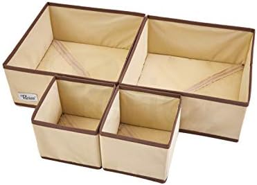 Periea UK Drawer Organiser Divider Foldable Bedroom Dresser Drawer Storage Boxes  Individual Organizers or Packs (Grey, 2 Large Boxes)