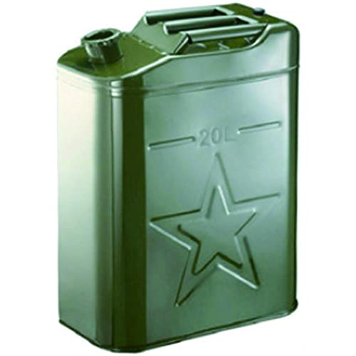 Preisvergleich Produktbild Vertikaler Benzintank aus Metall mit Eisendeckel und externer Verrohrung, geeignet für Benzin- und Dieselflüssigkeitsbehälter, hocheffizienter Kraftstofftransport, Notfallfahrzeug-Backup, olivgrün-20L