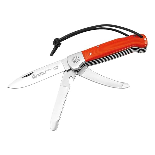 PUMA IP Messer Jagd-Taschenmesser LA Caza MICARTA I Stahl???? Back Lock Säge Aufbrechklinge rote Micartagriffschalen, blau, M, 1010786010