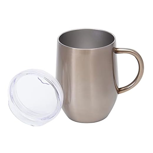 Mimo Style Caneca Térmica Inox, Cor Bronze Com Alça, Tampa Hermética à Prova de Vazamento, Com Capacidade Para 350 ml, Perfeita Para Bebidas Quentes e Frias, Corpo de Material Inox e Tampa em Acrílico