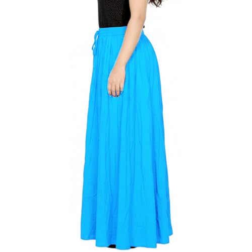 Image of Sttoffa Women Solid Color Maxi Plain Cotton Full Length White Skirt 40 inch Long Cotton Long Skirt