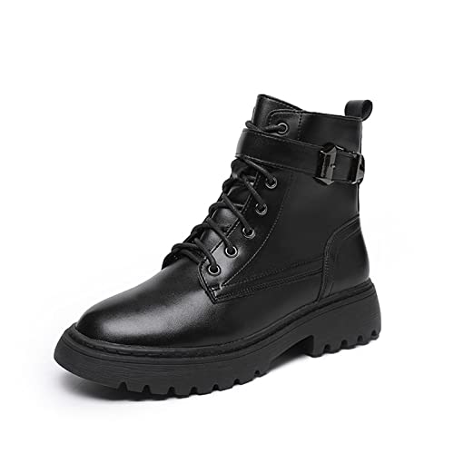 Bottes pour femmes d'équitation hiver chaussures courtes moto noires talons épais