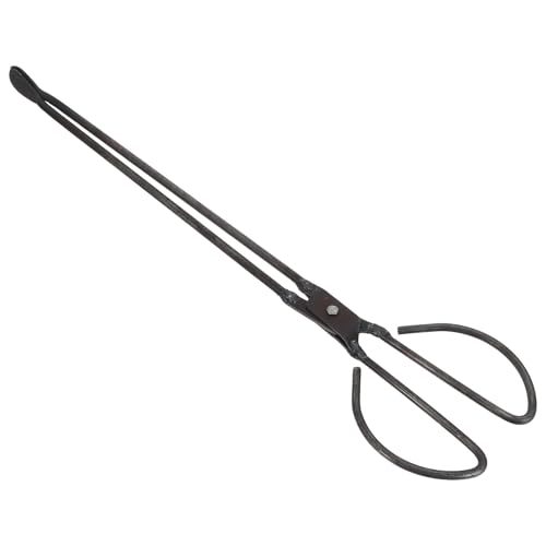 HOODANCOS Pince à Bois de Cheminée Acier avec Tête Plate Pinces Polyvalentes pour Manipulation de Bûches Charbon de Bois et Déchets Outil Sécurisé pour Jardin Camping et Foyer