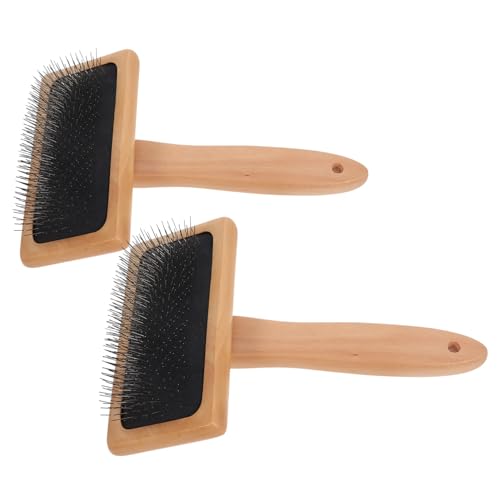 HOMSFOU 2pcs Needle Felting Brush Wool Felting Hand Carders Brush with Wooden Handle for Spinning Weaving Craft Projects Accessories
